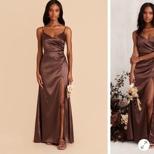 Chic Satin Brown Maxi Dress